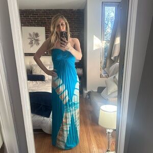 Strapless Tropical Sky brand Maxi Dress